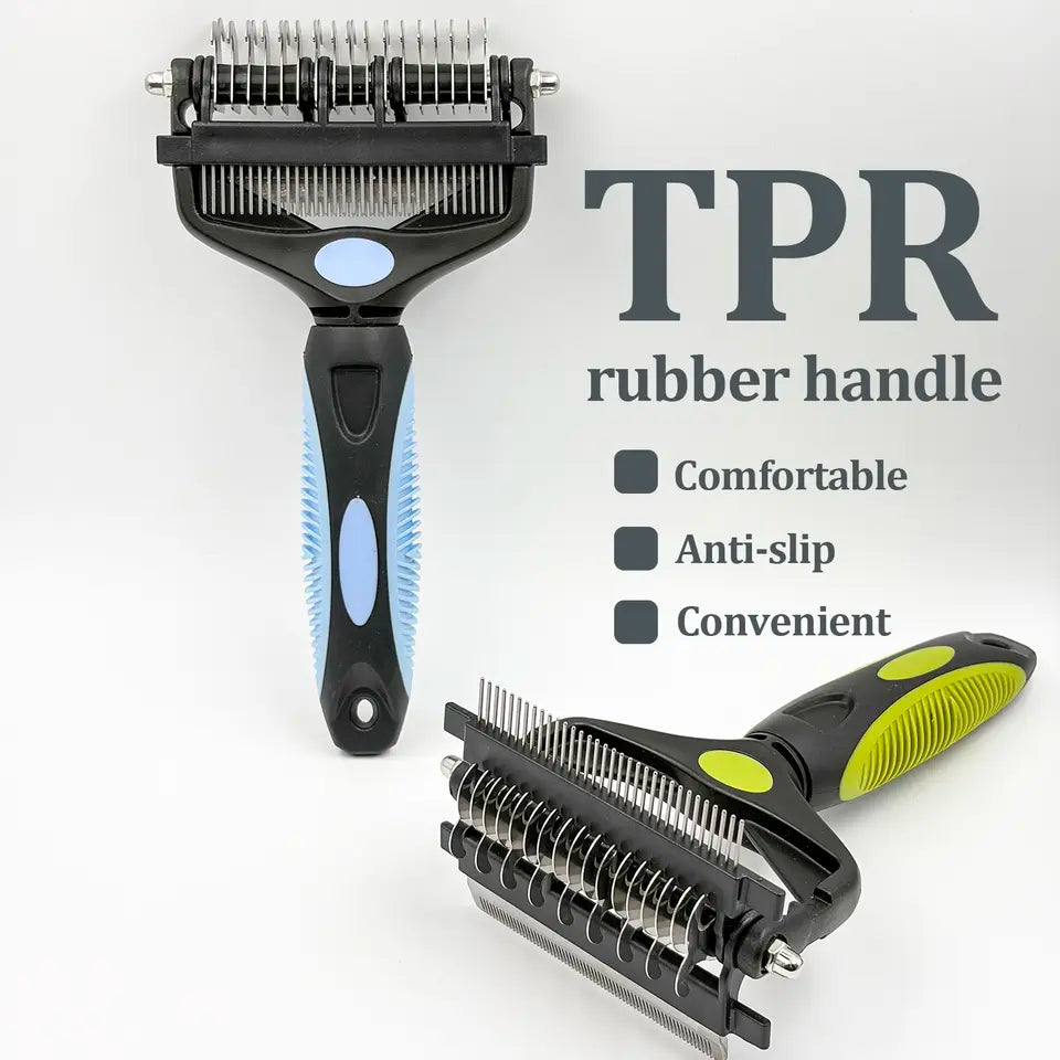 Deshedding brush handle detail