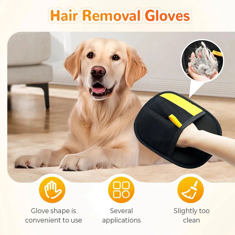 Pet Hair Removal Grooming Gloves, Double-Sided Deshedding Tool