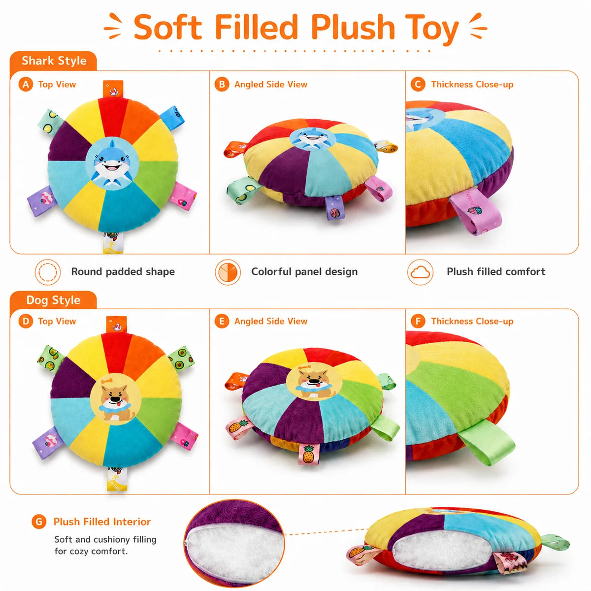 Squeaky Plush Sounding Toy with Bell for Puppies & Small Dogs