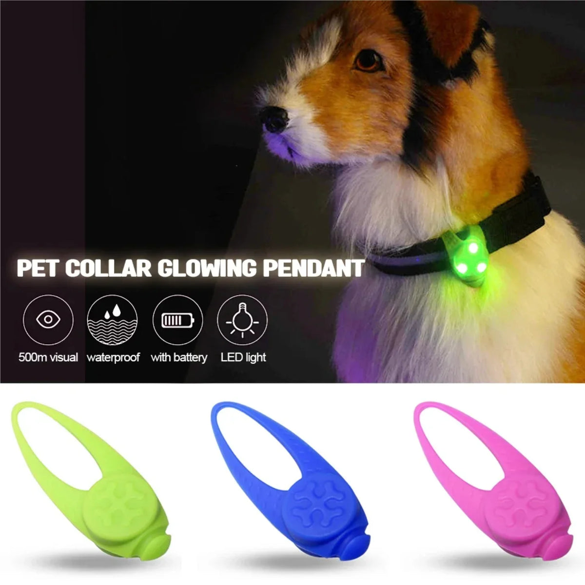 LED Glow Safety Collar Pendant for Dogs & Puppies