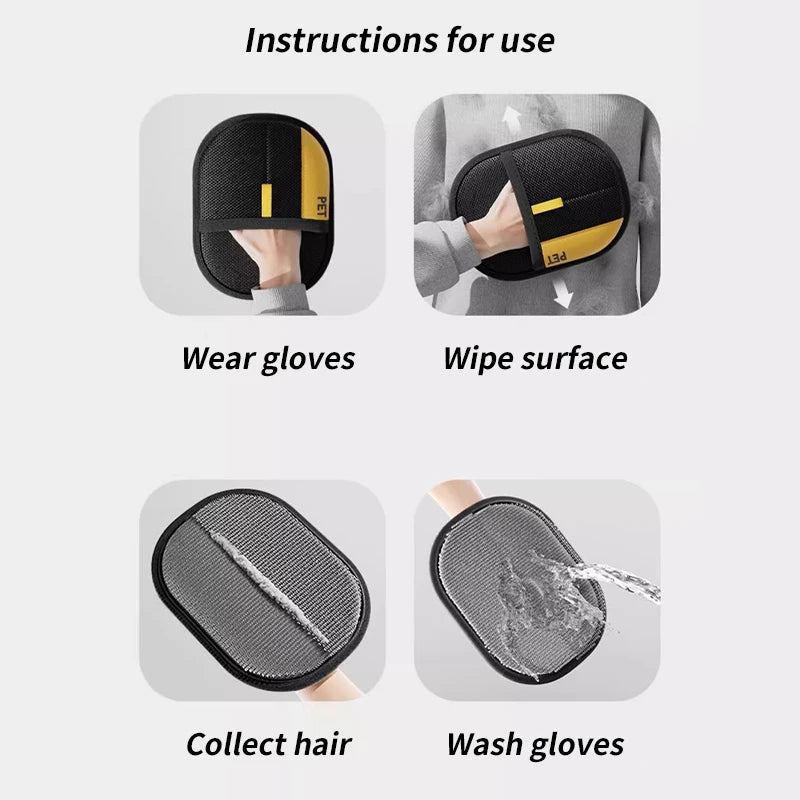 Pet Hair Removal Grooming Gloves, Double-Sided Deshedding Tool