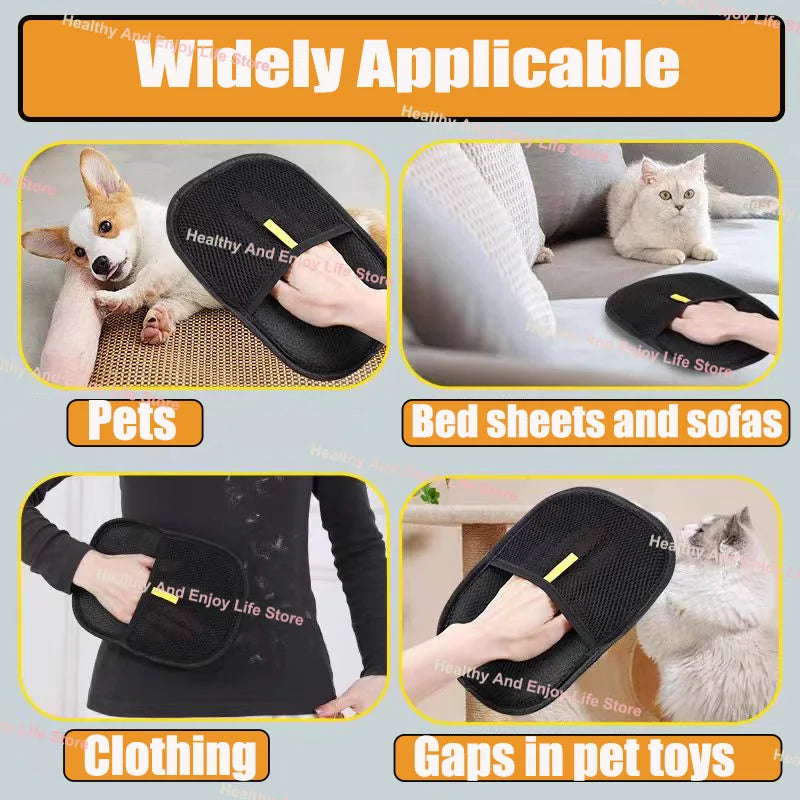 Pet Hair Removal Grooming Gloves, Double-Sided Deshedding Tool