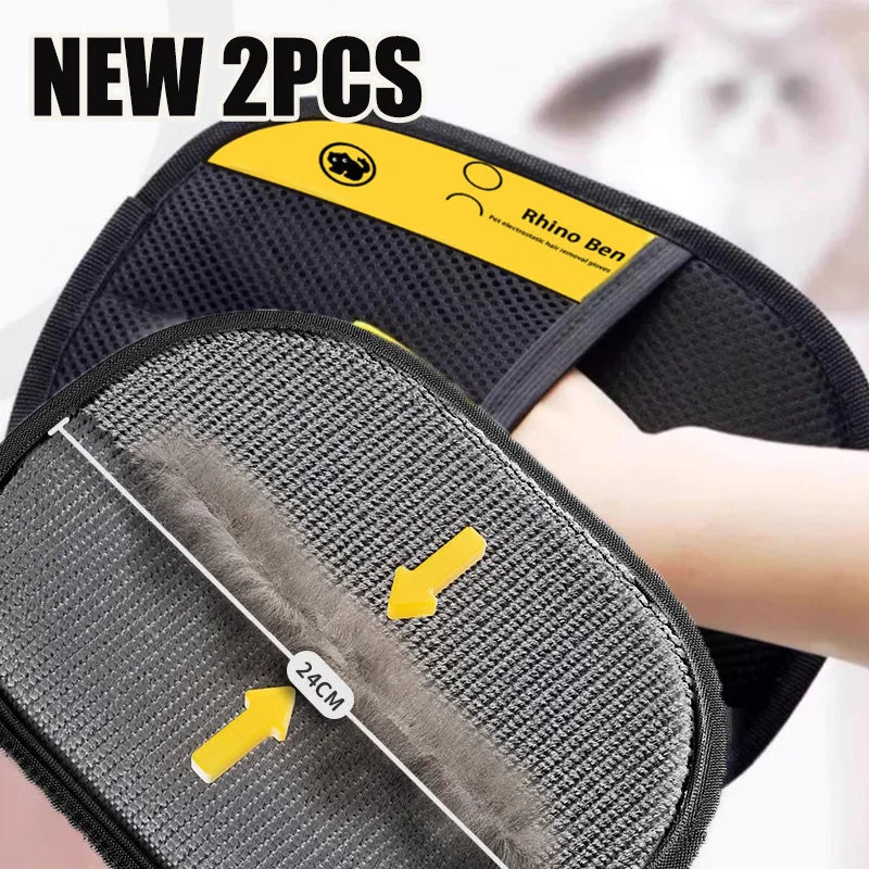 Pet Hair Removal Grooming Gloves, Double-Sided Deshedding Tool