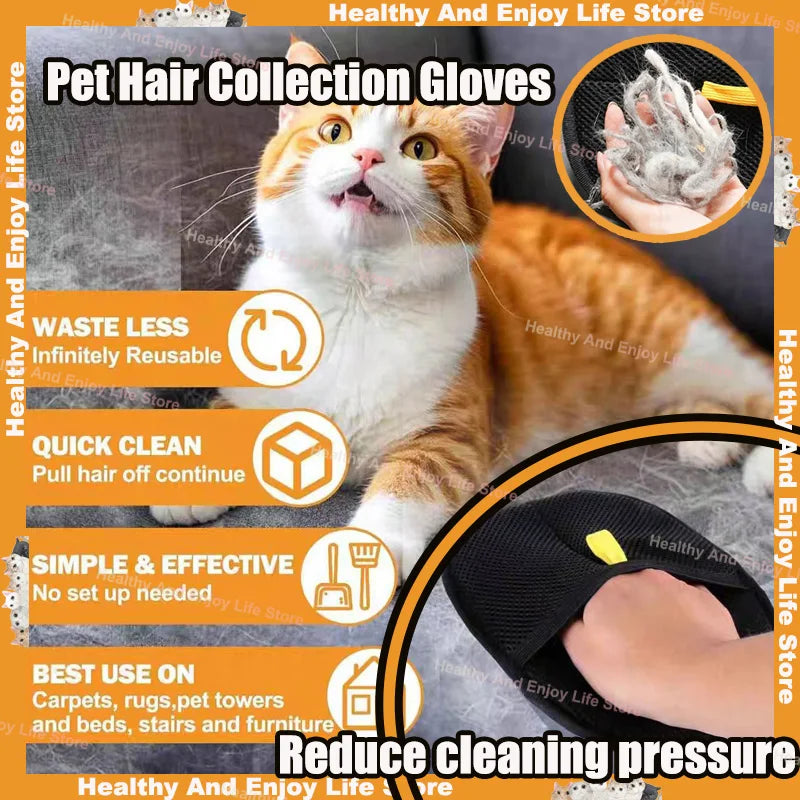 Pet Hair Removal Grooming Gloves, Double-Sided Deshedding Tool