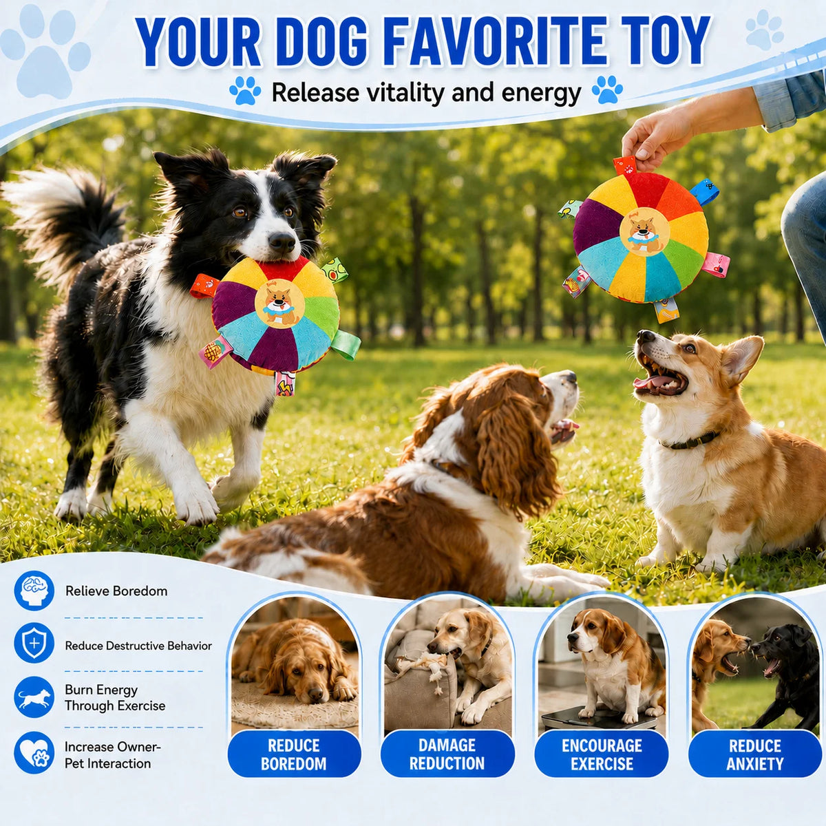 Squeaky Plush Sounding Toy with Bell for Puppies & Small Dogs